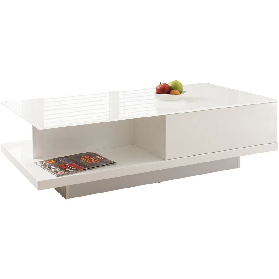 Salontisch Jonny weiss Holz, glas, MDF B 120 T 60 cm