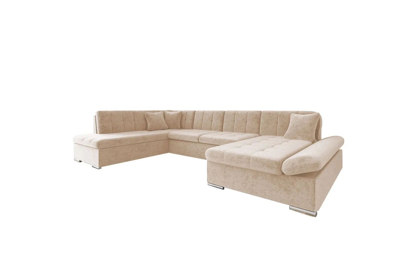 Zumar Bäddsoffa med Divan och Schäslong 4-sits i Chenille - Beige