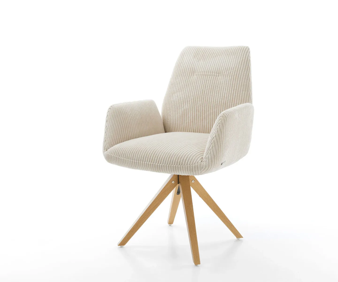 Esszimmerstuhl Zoa-Flex Cord Beige Holzgestell kantig Natur 360° drehbar Taschenfederkern
