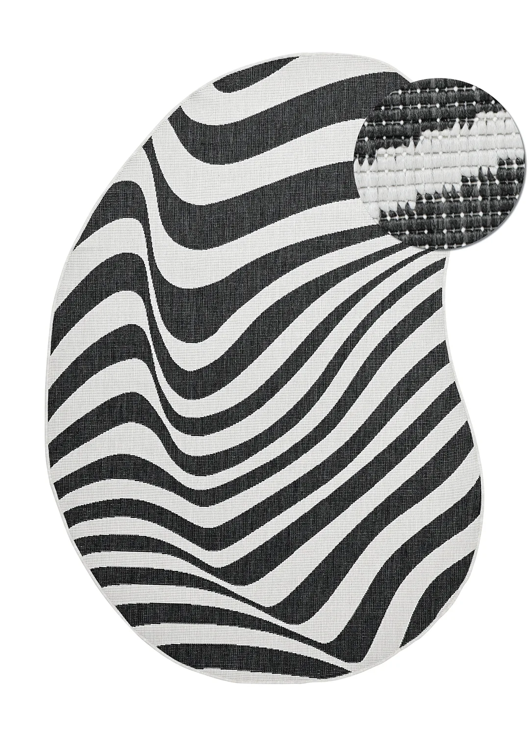 Innendørs/Utendørs tepper - Remina (svart/hvitt) (Størrelse: 240 x 340 cm)