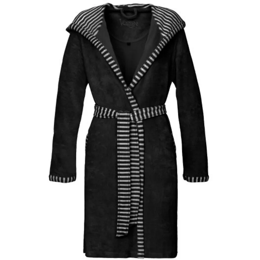 Vossen Bademantel Juno XS schwarz 80% Baumwolle 20% Polyester XS