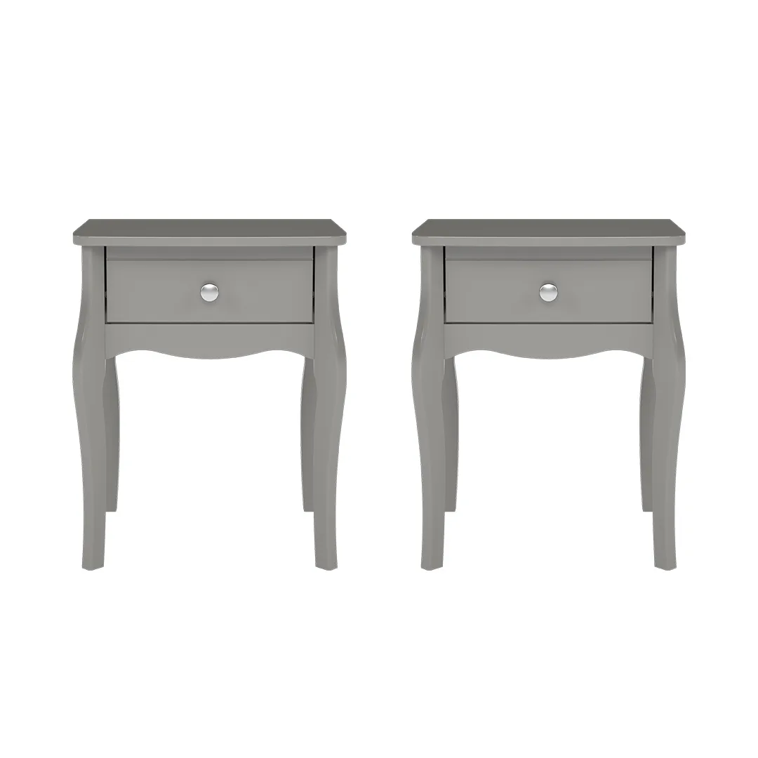 Baroque Nachttisch 2 Stk. mit 1 Schublade grau.
