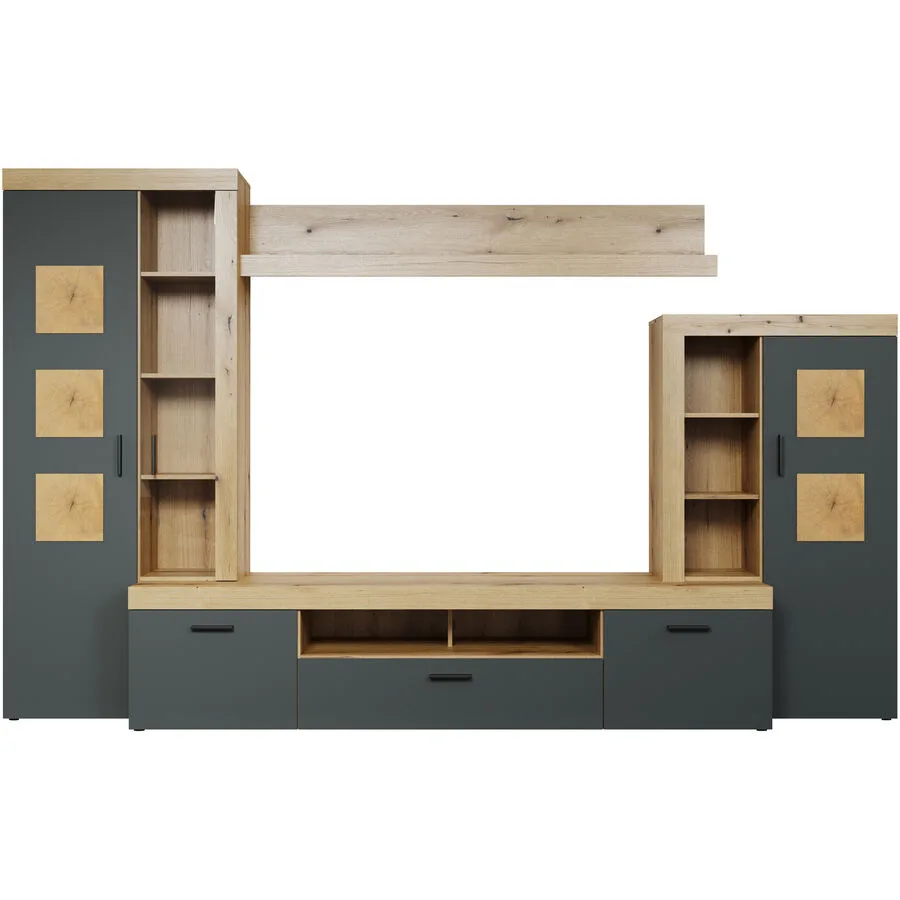 Wohnwand Henderson eiche Holzwerkstoff B 331 cm