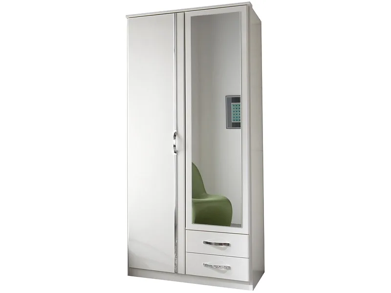 Drehtürenschrank PEMBERTON weiss 2 Türen 2 Schubladen