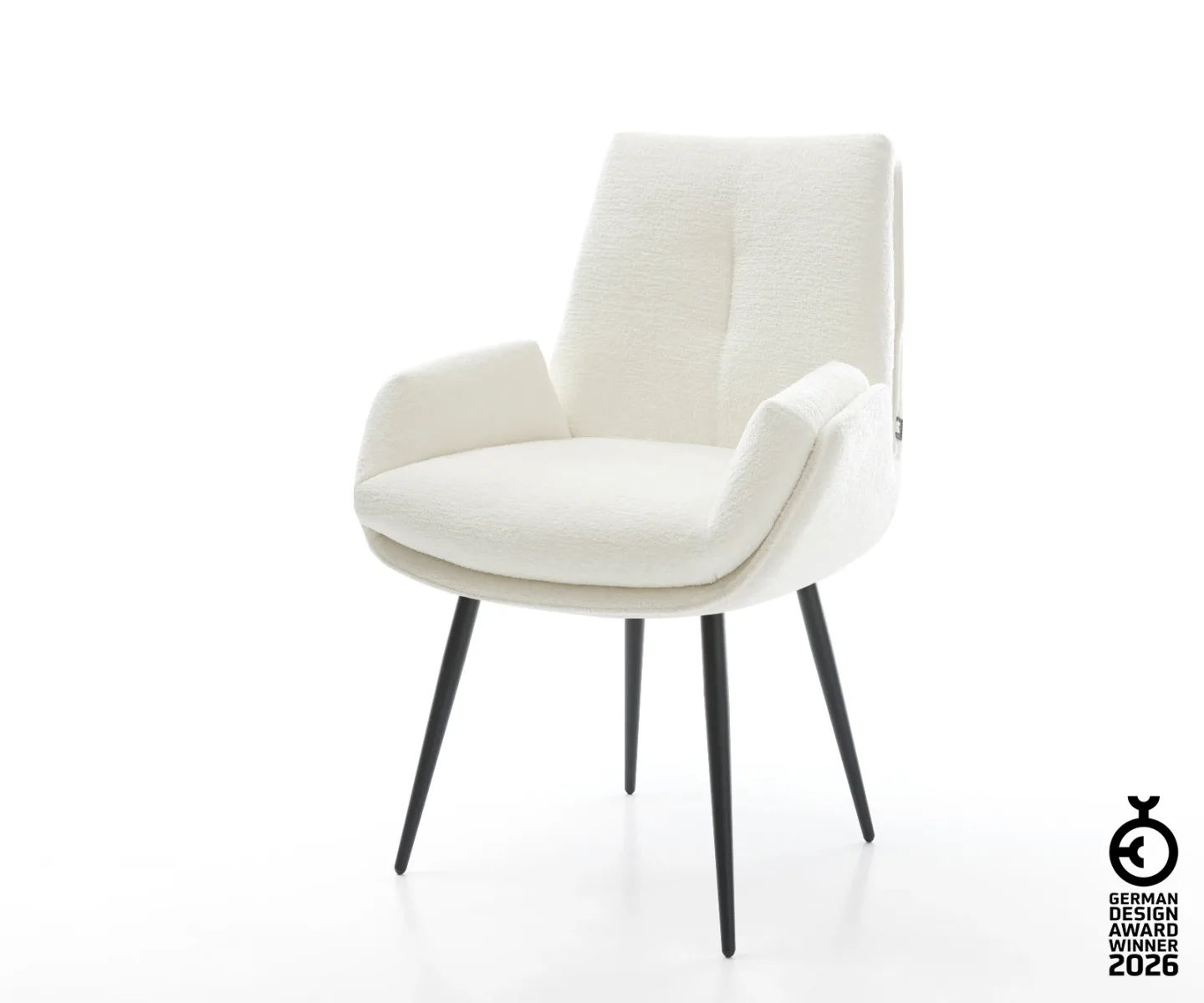 Esszimmerstuhl Clea-Flex Bouclé Soft Beige 4-Fuß konisch Schwarz