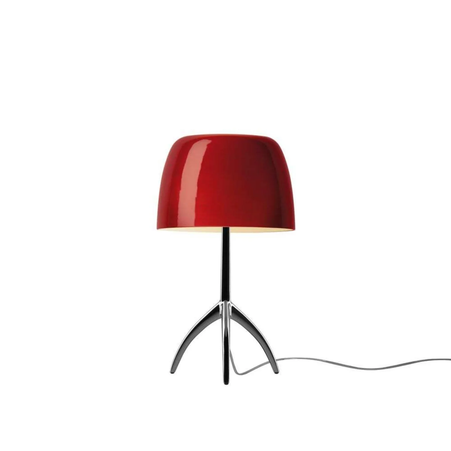 Lumiere Piccola Tischlampe, chrom/rot, 35 cm - Foscarini - Wohnzimmer - Aluminium