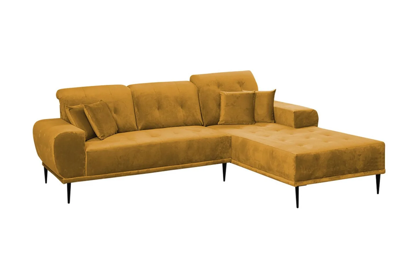 Rapale 3-sits Soffa med Divan Höger med Kuddar - Sammet/Gul