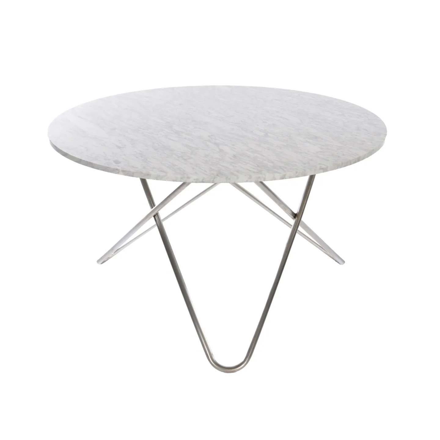 OX Denmarq - Big O Table, Stainless Steel Frame, Top: White Marble - Matbord - Dennis Marquart - Vit - Metall/Sten