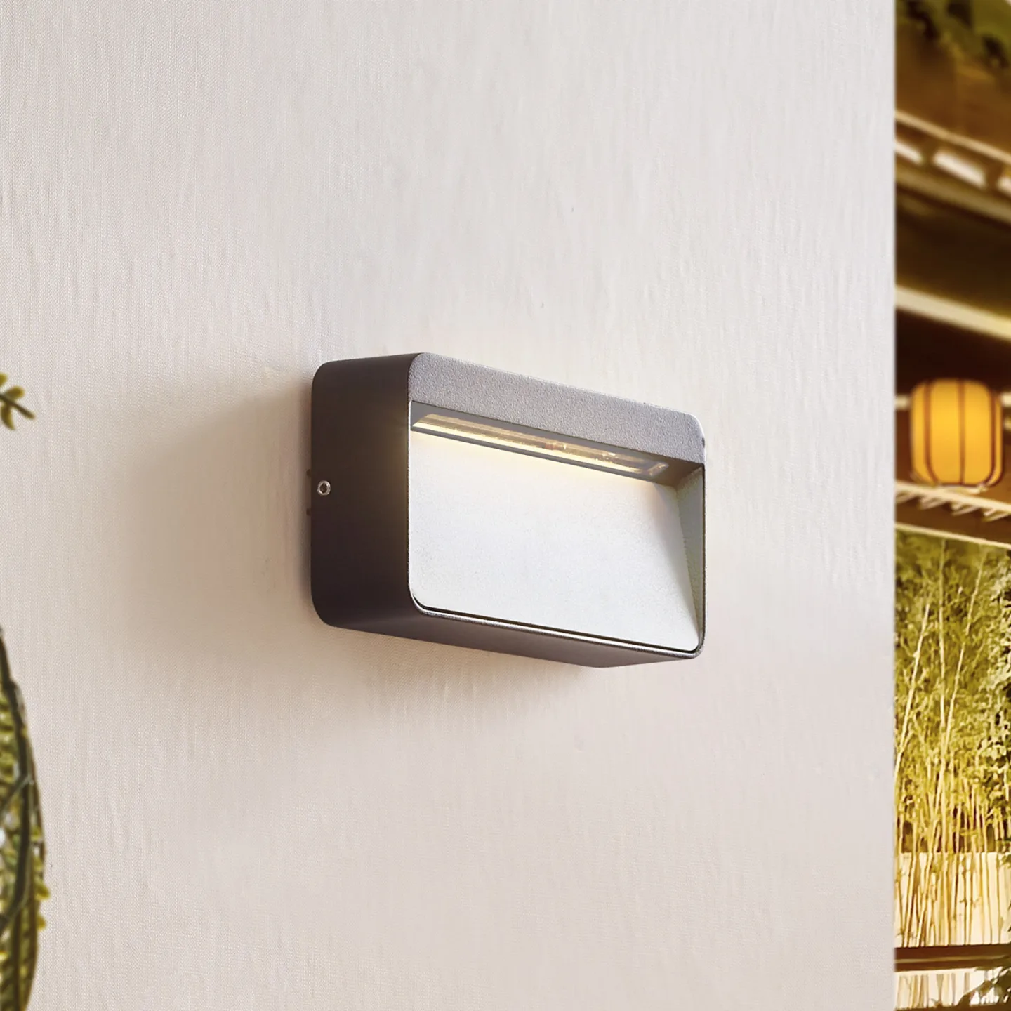 Tiburia utendørs LED-vegglampe, svart, aluminium – Lucande - Moderne - Kantet