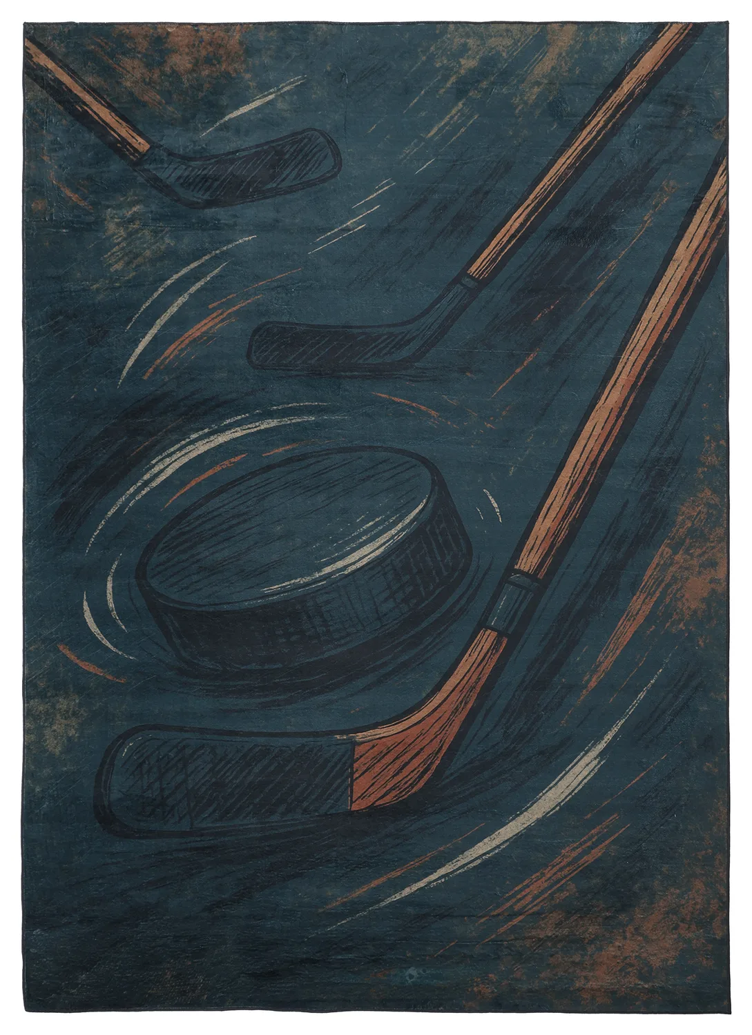 Kinderteppich - Ice Hockey (blau) (Größe: 130 x 190 cm)
