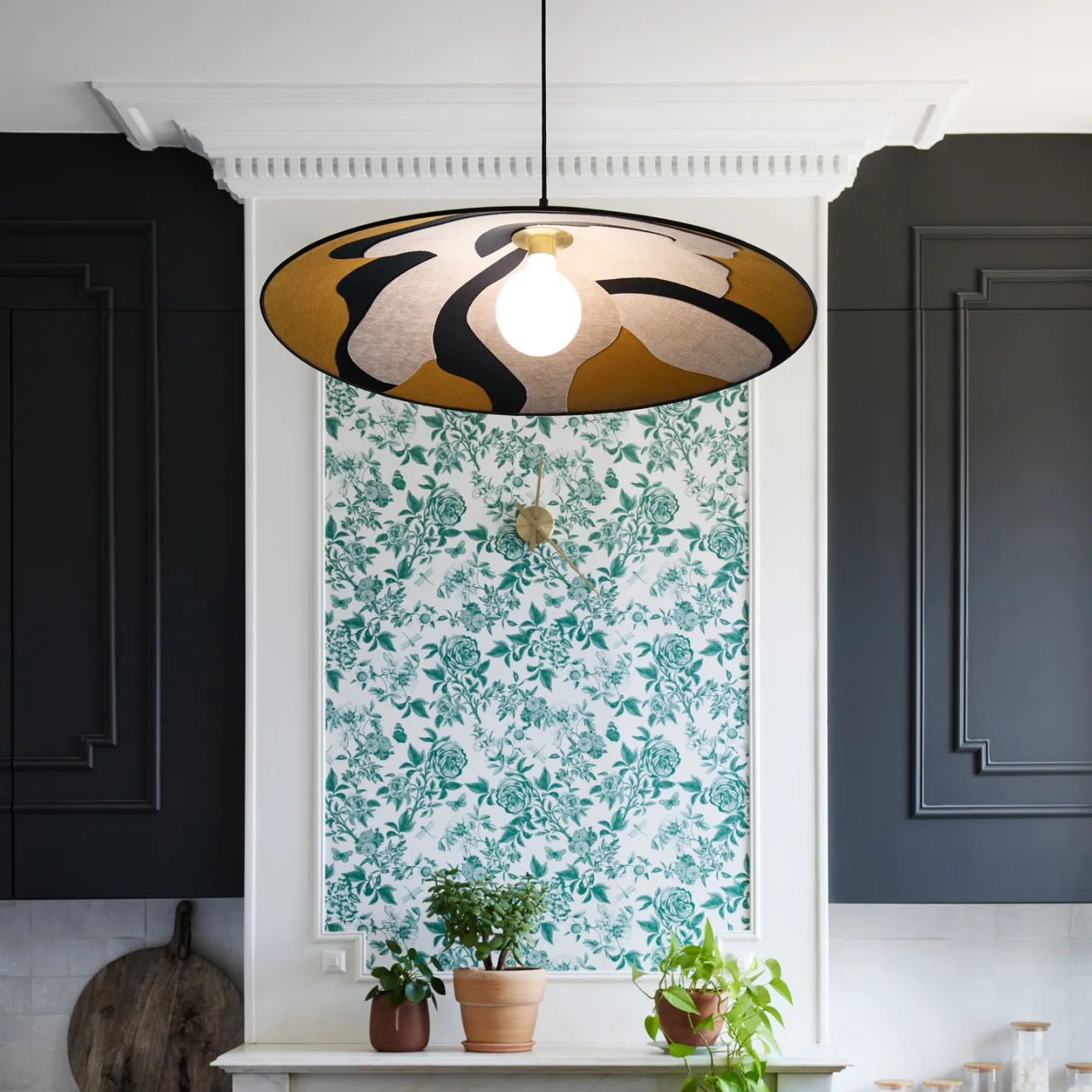 Sonia Laudet Hängeleuchte, Ø 80cm curry - MARKET SET - Wohnzimmer - Design - Stoff / Textil - Einflammig