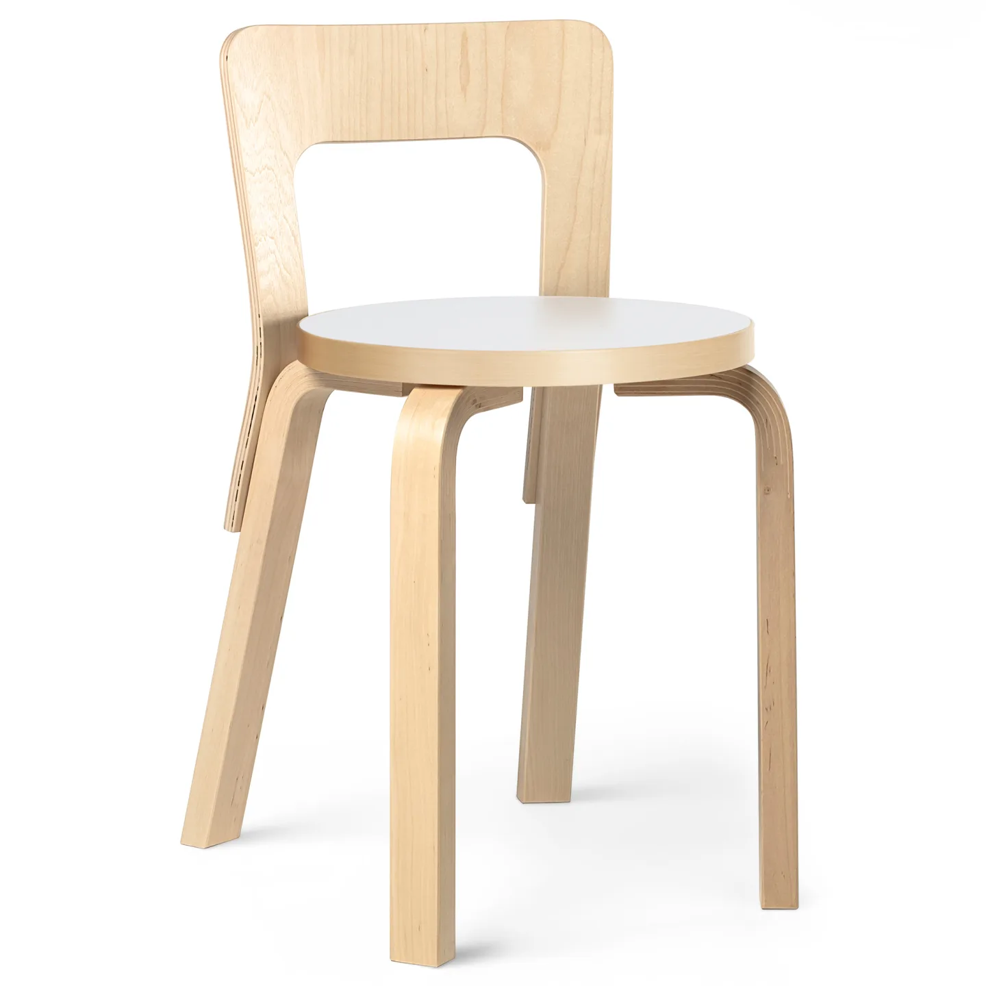 Artek - Stol 65, Vit laminat - Matstolar - Alvar Aalto - Vit - Trä
