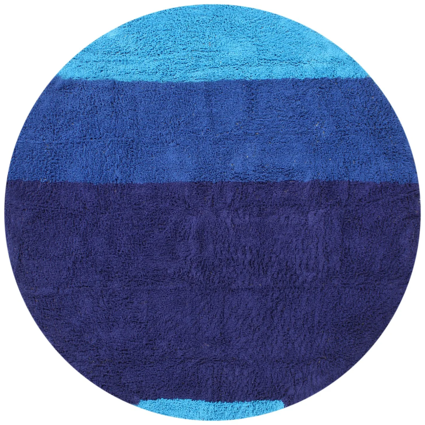 Runde tepper - Taro Natural Cotton Shaggy (blå) (Størrelse: Ø 200 cm)