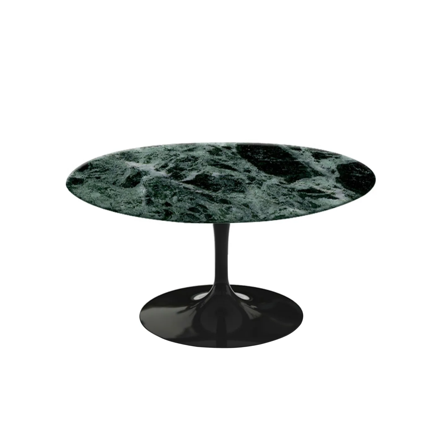Knoll - Saarinen Round Table - Soffbord, Svart underrede, skiva i matt grön Alpi marmor, H: 38, Ø 91 - Soffbord - Eero Saarinen - Grön,Svart - Glas/Metall