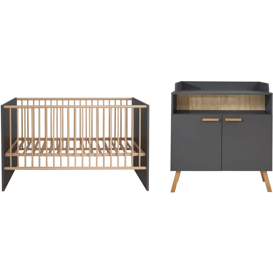 Babyzimmer-Set Matis grau Holzwerkstoff