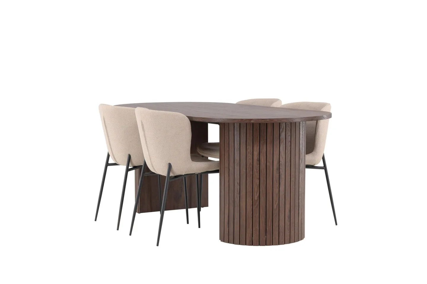 Härön Matgrupp 200 cm Oval med 4 Modesto stolar - Mocca/Beige
