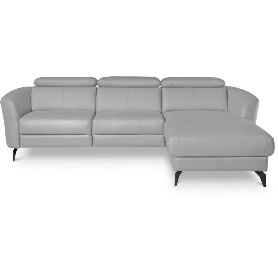 Ecksofa Simba Links 100% Echtleder + Korpus Lederlook Platin B 261 T 183 cm