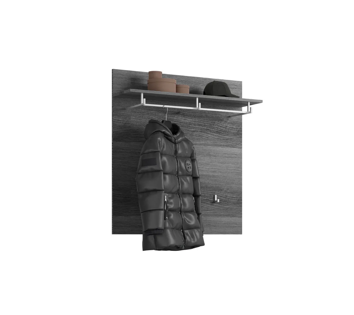 Scout Wandgarderobe 3 Kleiderhaken grau.