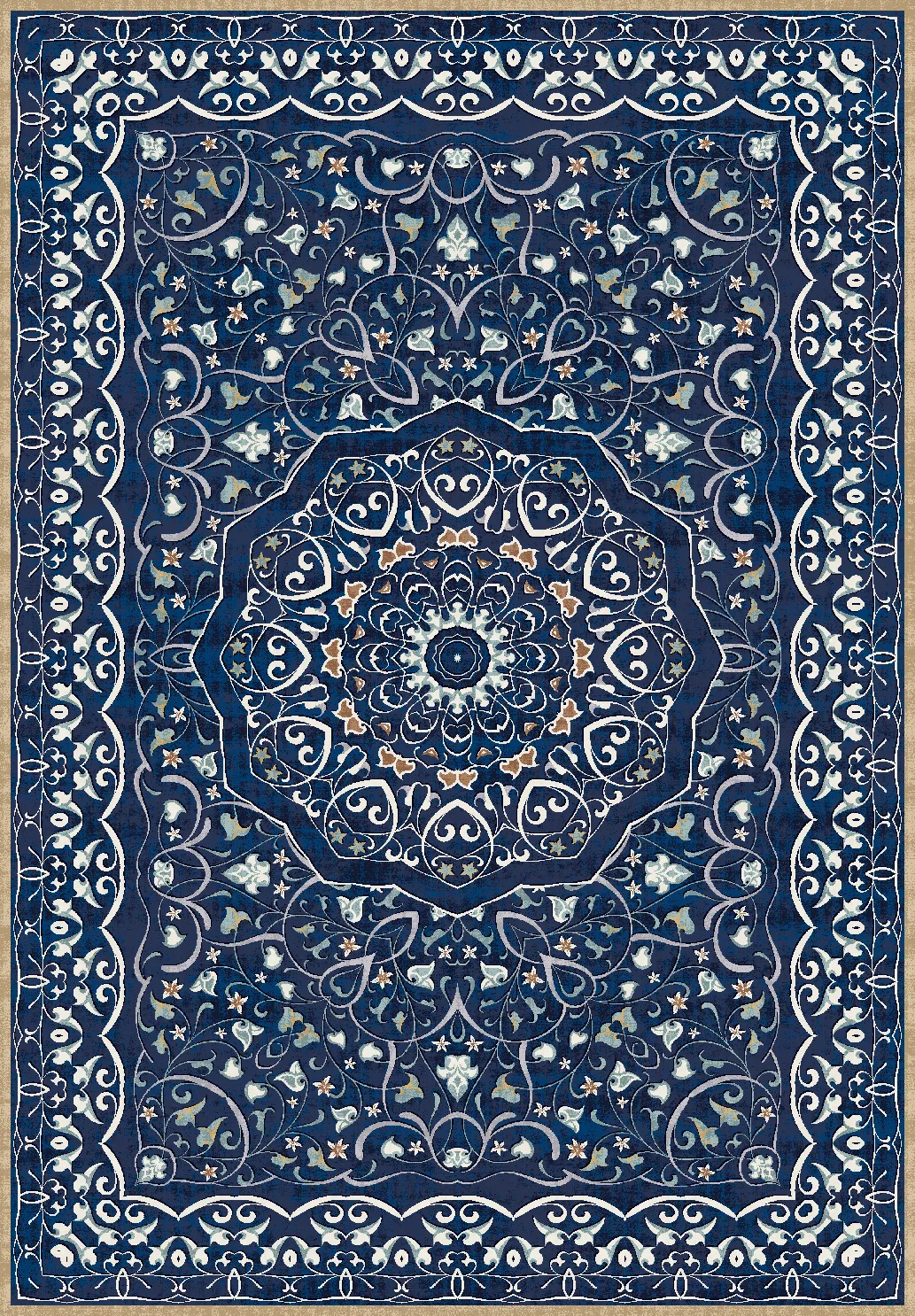 Wilton-teppe - Theodora (blå) (Størrelse: 160 x 230 cm)