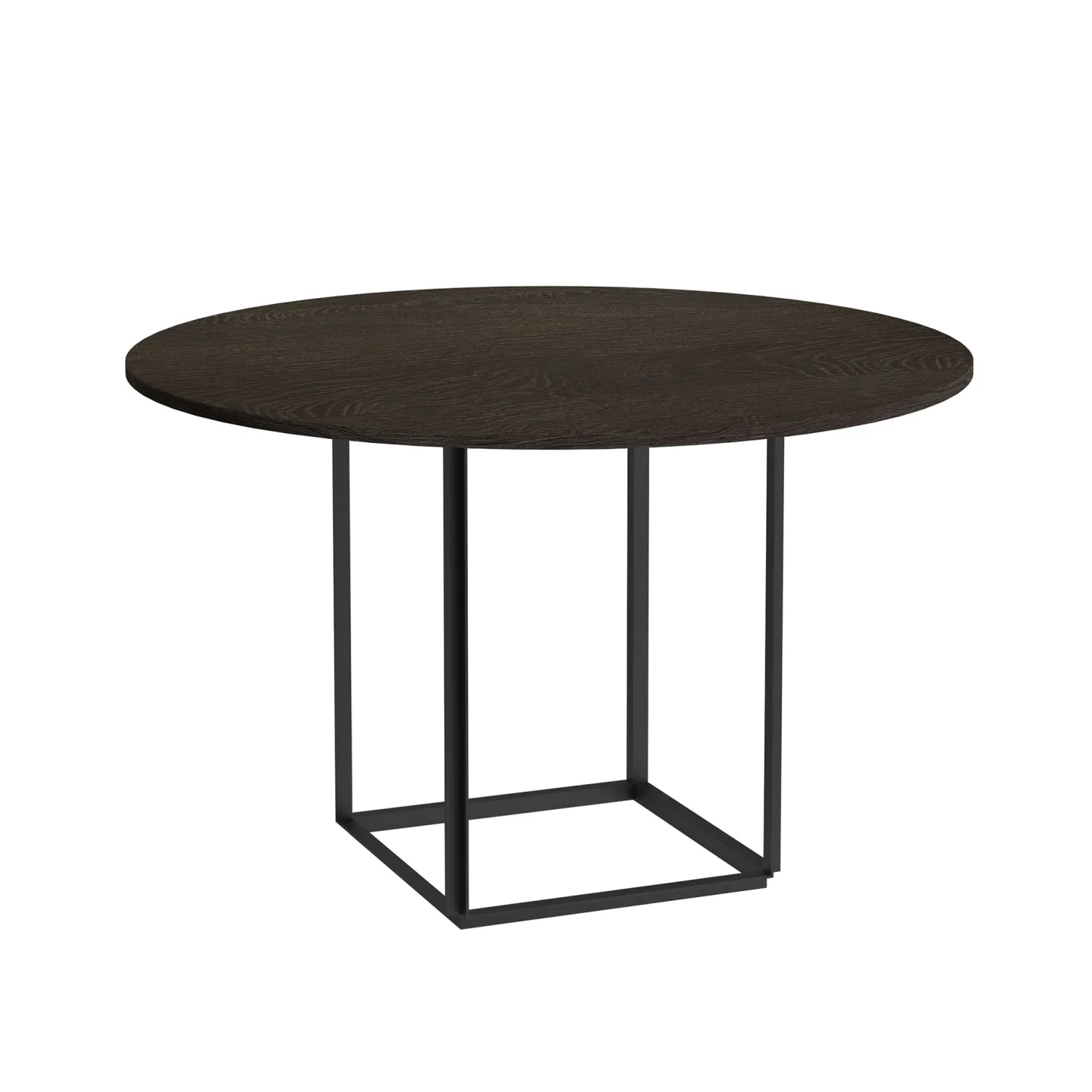 New Works - Florence Dining Table - Ø120, Skiva: Trä - Rökt Ek, Underrede: Svart - Matbord - Josefine Hedemann,Knut Bendik Humlevik - Träfärgad - Metall/Trä