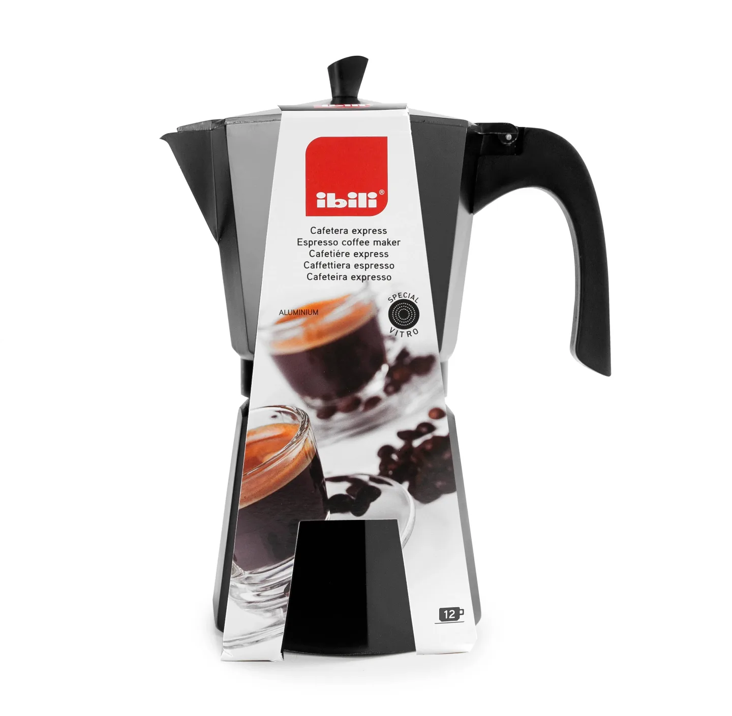 Ibili - Bahia espressokanne - 6 kopper - svart
