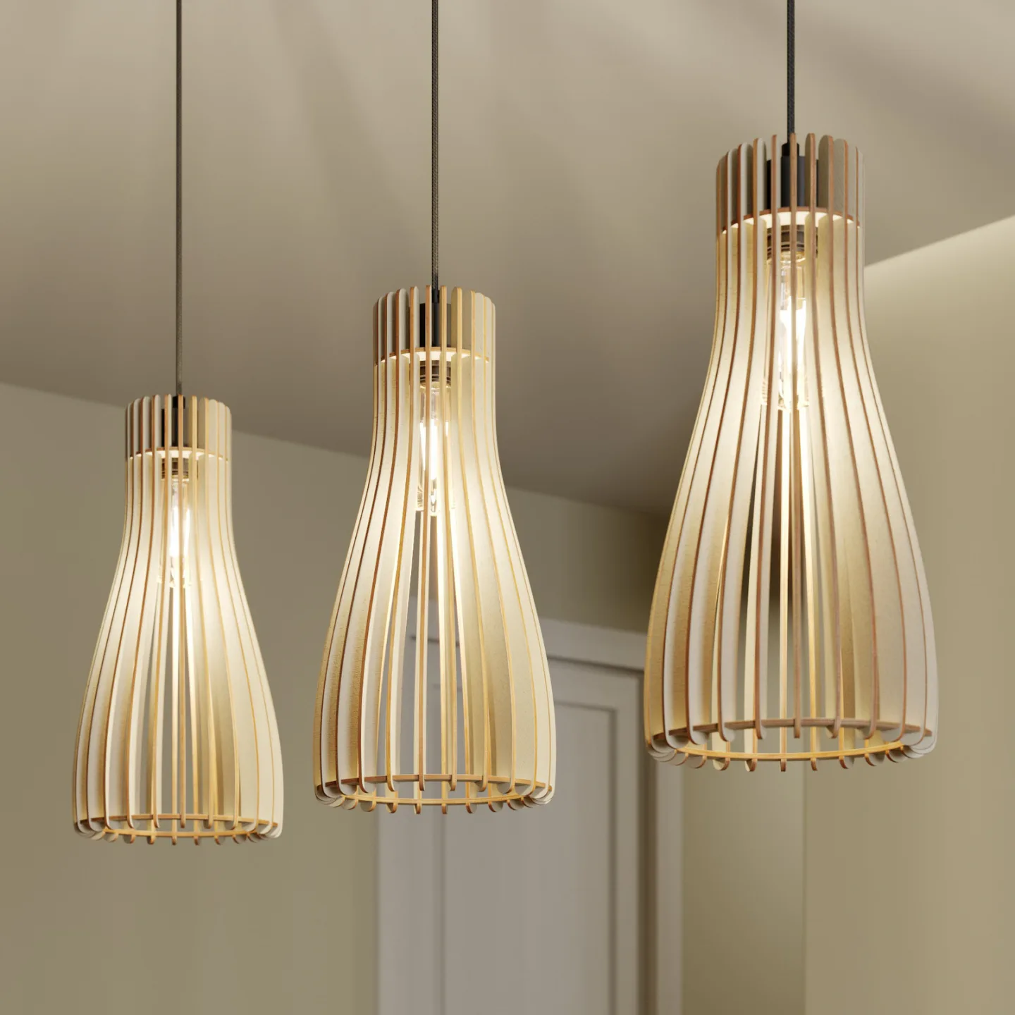 Furn 3 Pendel Black/Wood - Envostar - Entré - Skandinavisk - Træ - Med flere lyskilder