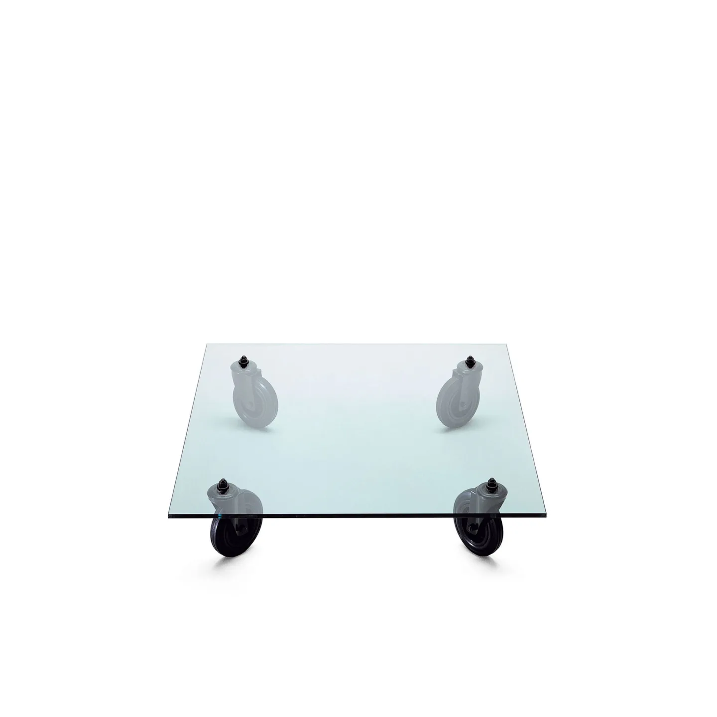 FontanaArte - Tavolo con Ruote 110x110 cm - Soffbord - Gae Aulenti - Transparent - Glas/Plast