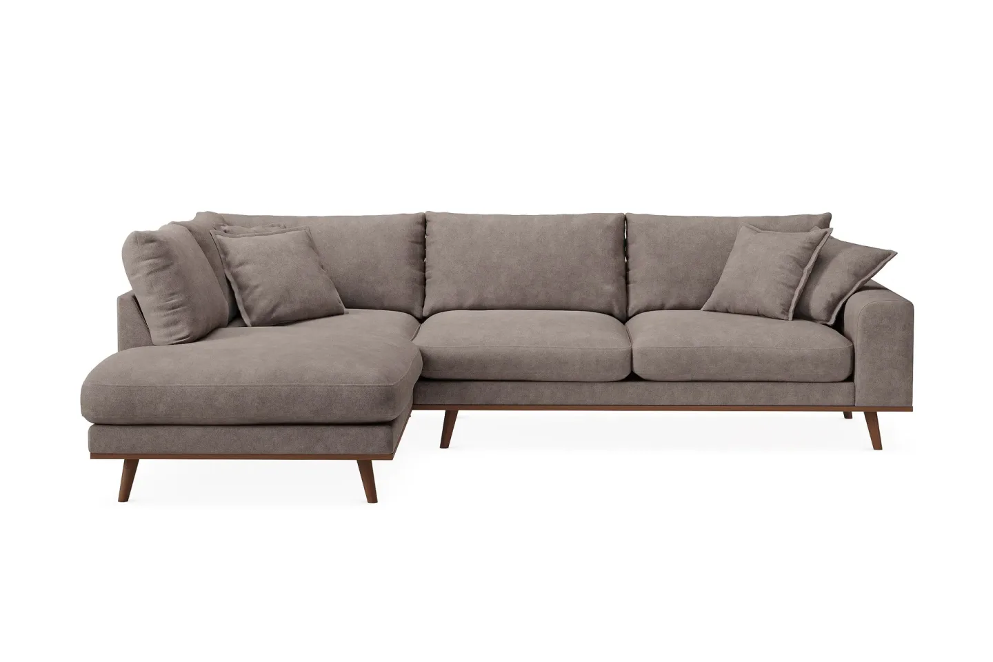 Copenhagen Premium 4-sits Vänstervänd L-formad Djup Schäslongsoffa i Tyg - Brun