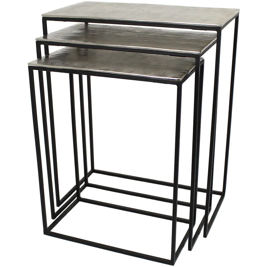 Beistelltisch 3er-Set Mees silber Aluminium B 29 H 66 cm