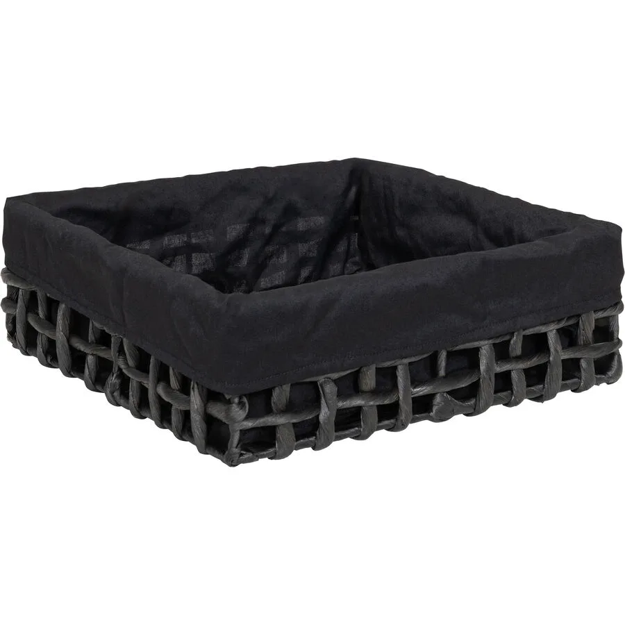 Korb Giulia H11xB32 schwarz - Material: Wasserhyazinthe/Leinen