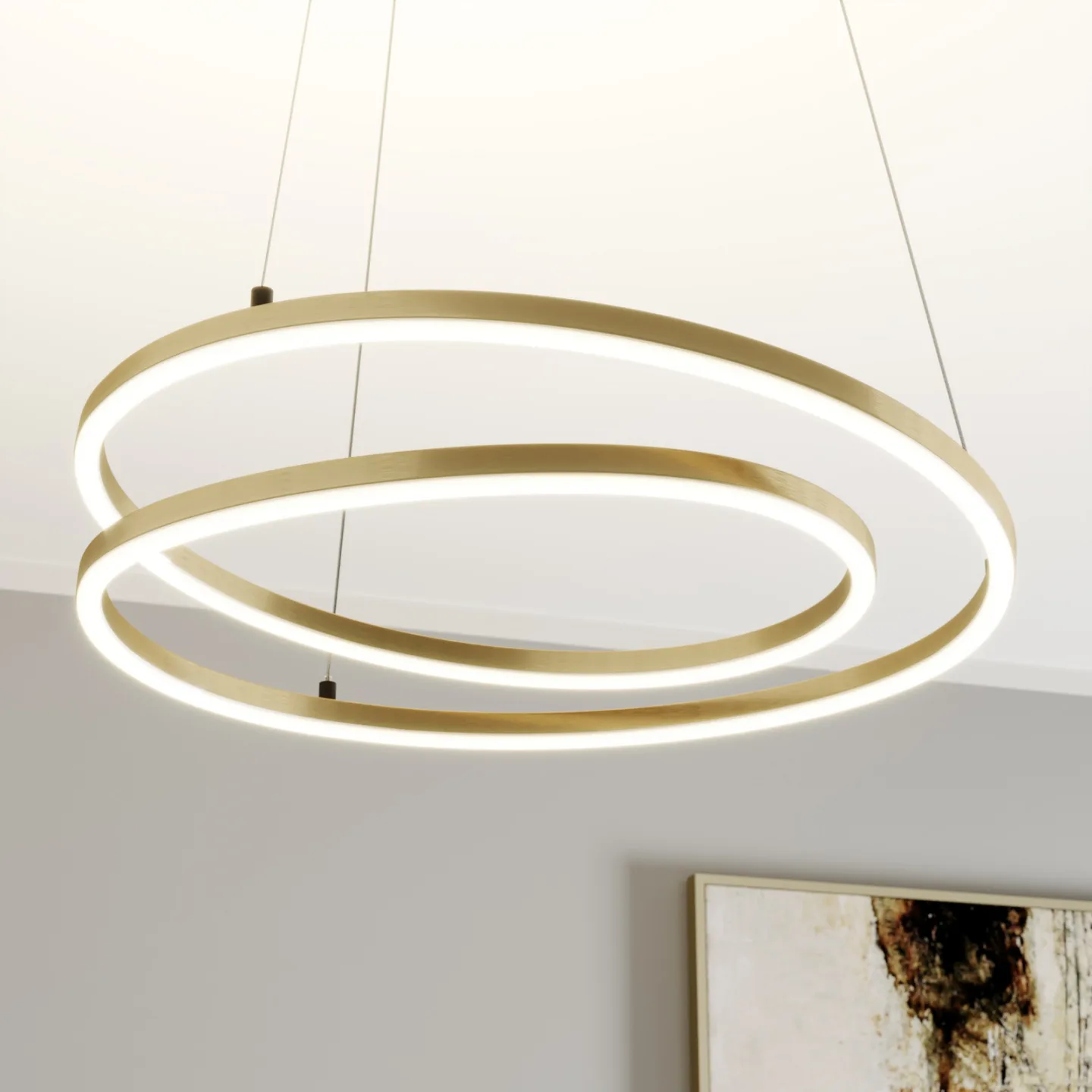 Davian LED Pendelleuchte Dim. Brass - Lindby - Wohnzimmer - Modern - Aluminium - Ring