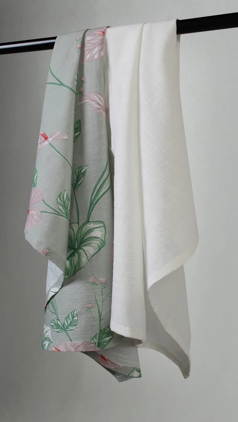 Kjøkkenhåndkle 2-pak - Adella (grønn/lilla) (Størrelse: 50 x 70 cm)