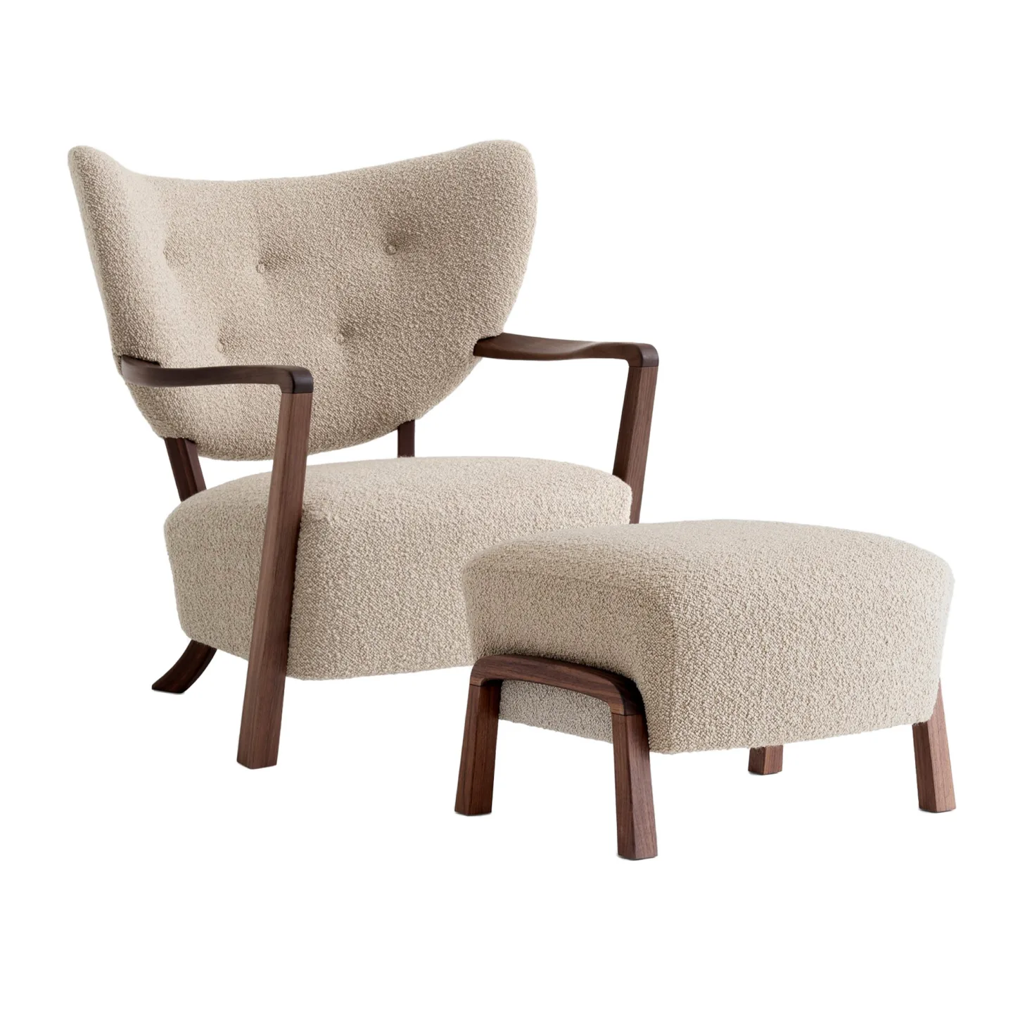 &Tradition - Wulff Lounge Chair ATD2 Pouf ATD3, Karakorum 003, Walnut - Fåtöljer