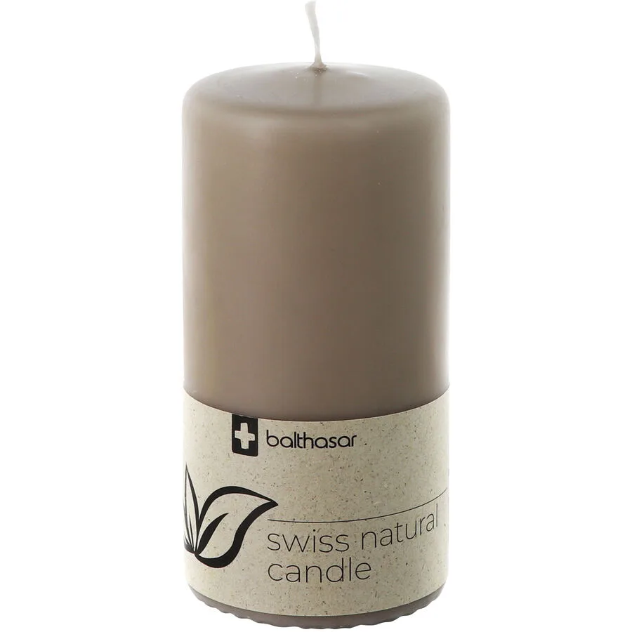 Balthasar Kerze Swiss Natural taupe H13 cm D7 cm, Brenndauer 55h