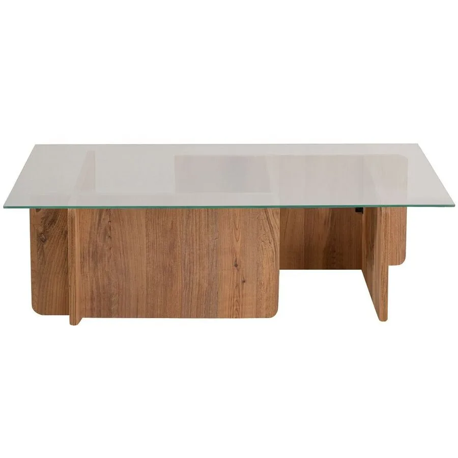 Salontisch Georis Braun/Transparent Glas/Holz 105 cm