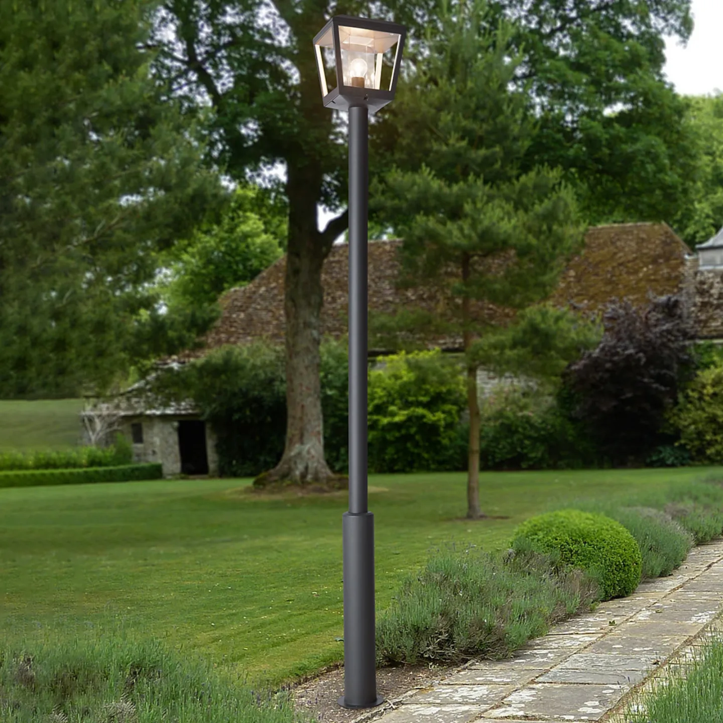 Lucande Außenleuchte Dunia, anthrazit, Metall, Höhe 220 cm - Modern - Einflammig