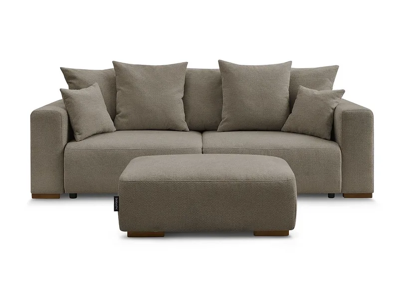 3er Sofa mit Hocker BOBOCHIC SIDONIE Stoff chiniert taupe
