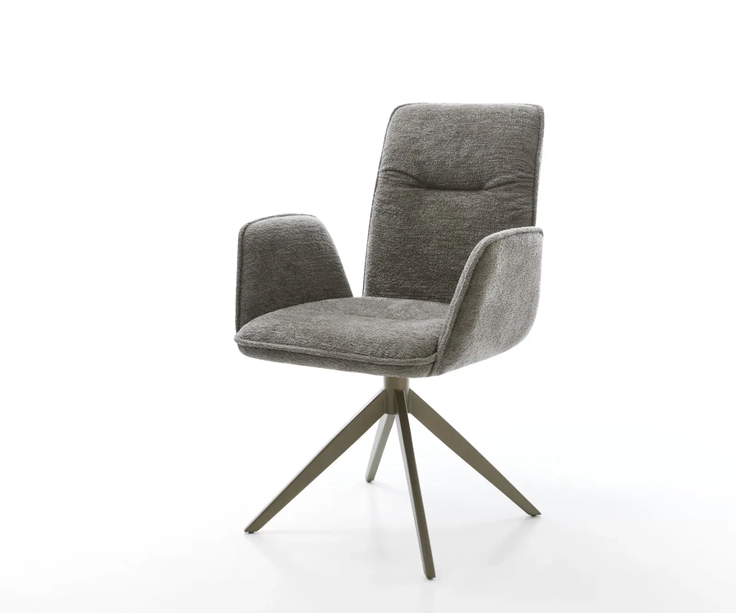 Drehstuhl Vinja-Flex Bouclé Soft Schlamm Kreuzgestell breit Effektfinish Titan 360° drehbar Wippfunktion