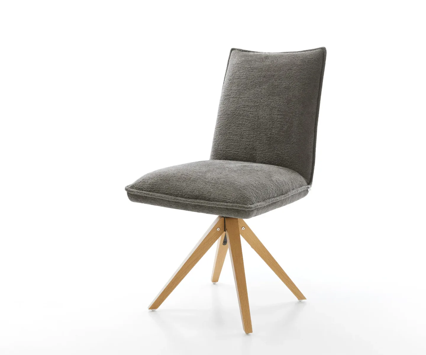 Drehstuhl Lelio-Flex Bouclé Soft Schlamm Holzgestell kantig Natur 360° drehbar Taschenfederkern