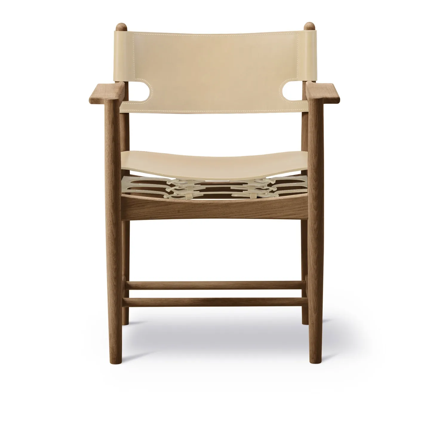 Fredericia Furniture - The Spanish Dining Armchair, Smoked oak, Natural leather - Matstolar - Børge Mogensen - Beige - Läder/Trä