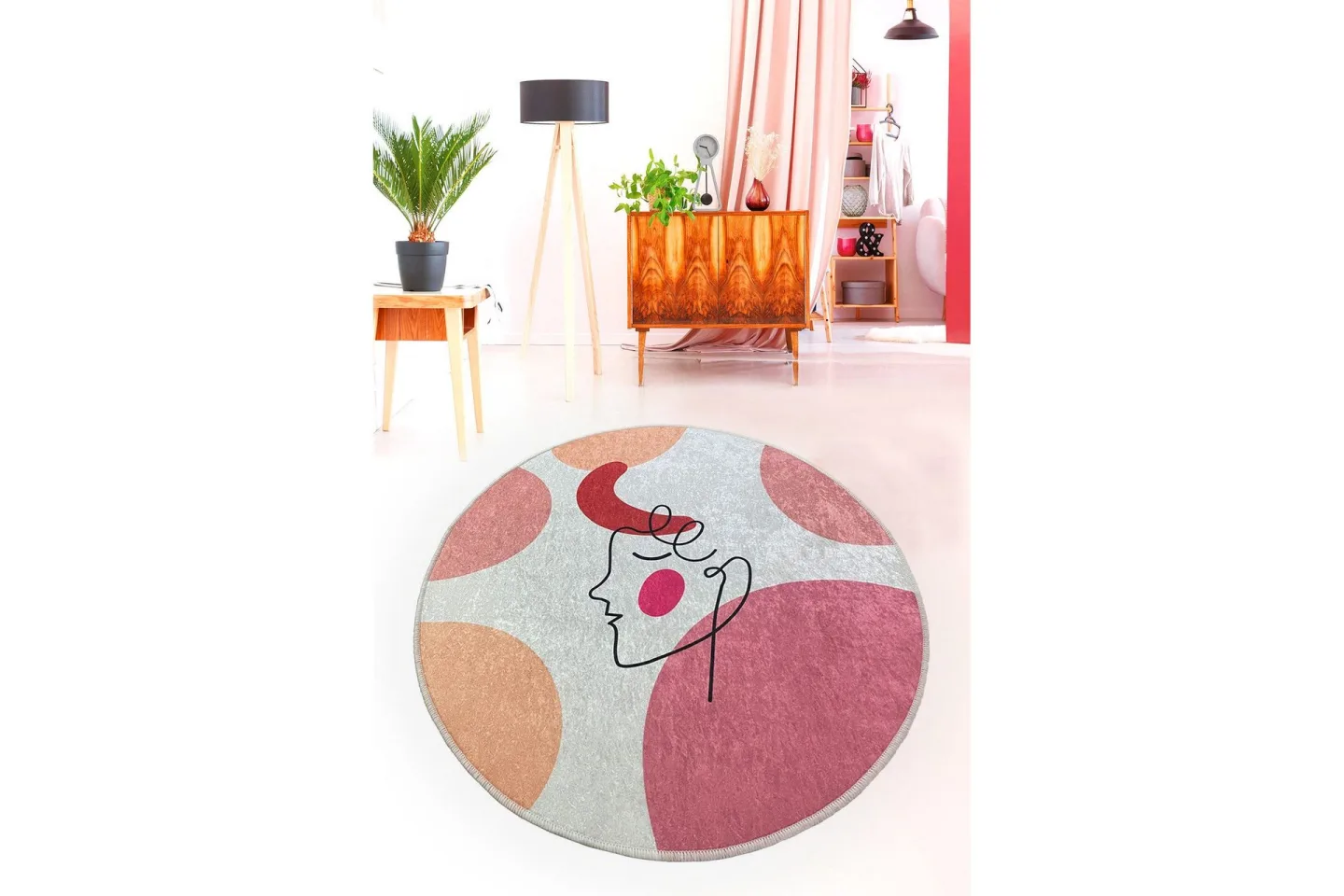 Pankajsheel Badrumsmatta 100 cm Rund - Flerfärgad