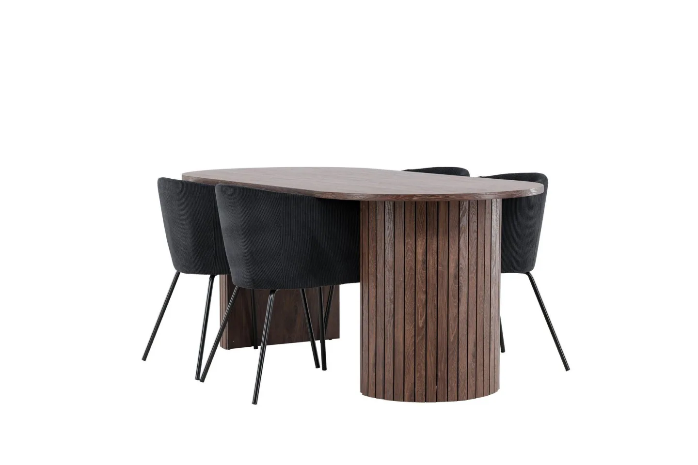 Härön Matgrupp 200 cm Oval med 4 Berit stolar - Mocca/Svart