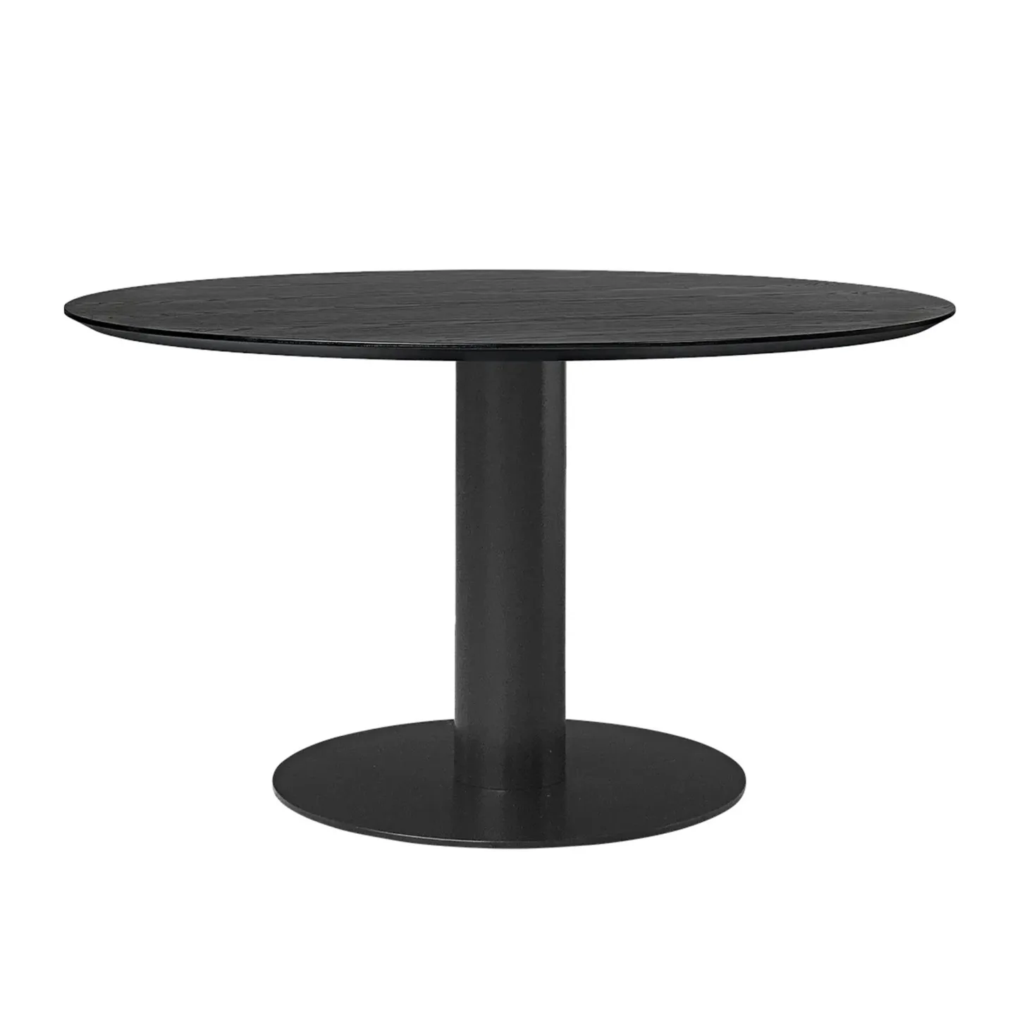 Gubi - GUBI 2.0 Dining Table, Ø 130 cm, Skiva: Trä - Svartbetsad ask, Bas: Svart - Matbord - Svart - Metall/Trä