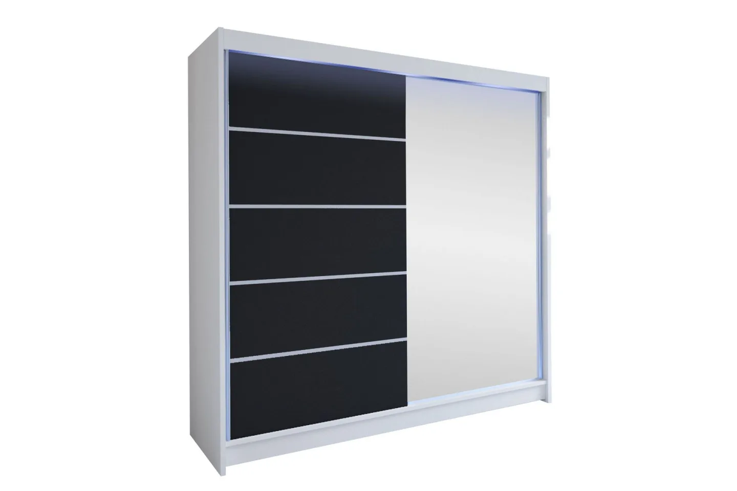 Canderbury Garderob m. Spegel 180x215 cm - Vit/Svart