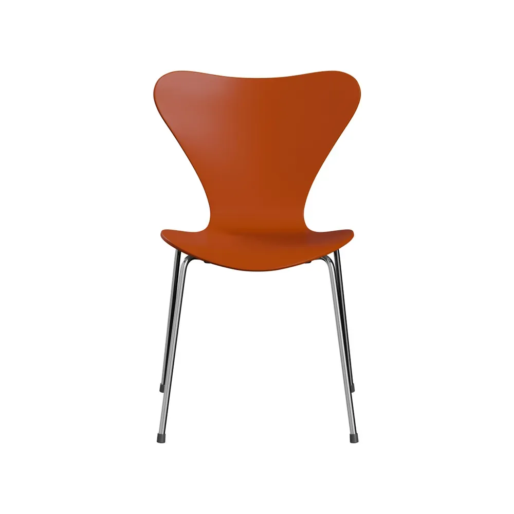 Fritz Hansen Sjuan 3107 stol Paradise orange-lackad-kromat stålstativ