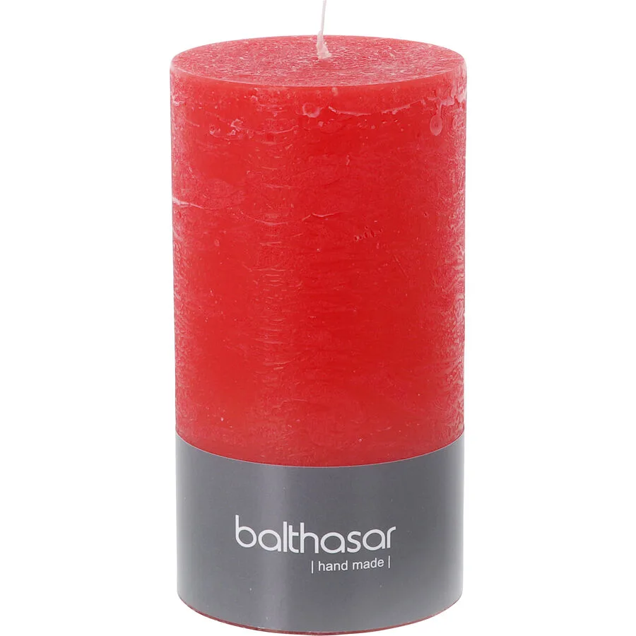 Balthasar Kerze Rustico rot H13 cm D7 cm, Brenndauer 60h - Material: Wachs
