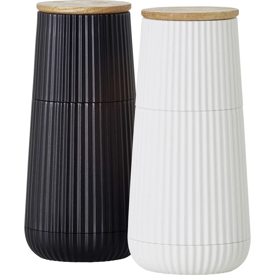 AdHoc Pfeffermühle Herbes schwarz/weiss Kunststoff H 12.3 cm Set