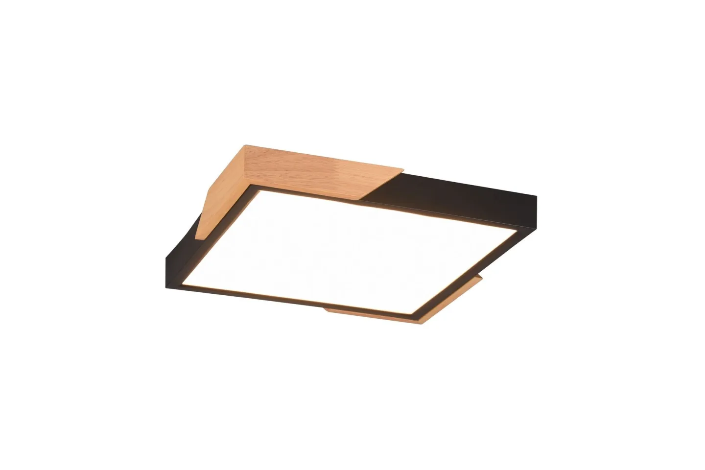 Meta LED Plafond mattsvart/ trä - Matt svart/Trä