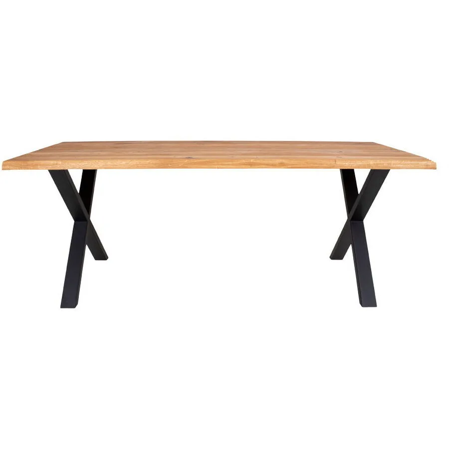 Esstisch Yavona natur/schwarz Eiche Natur/Metall B 95 T 200 cm