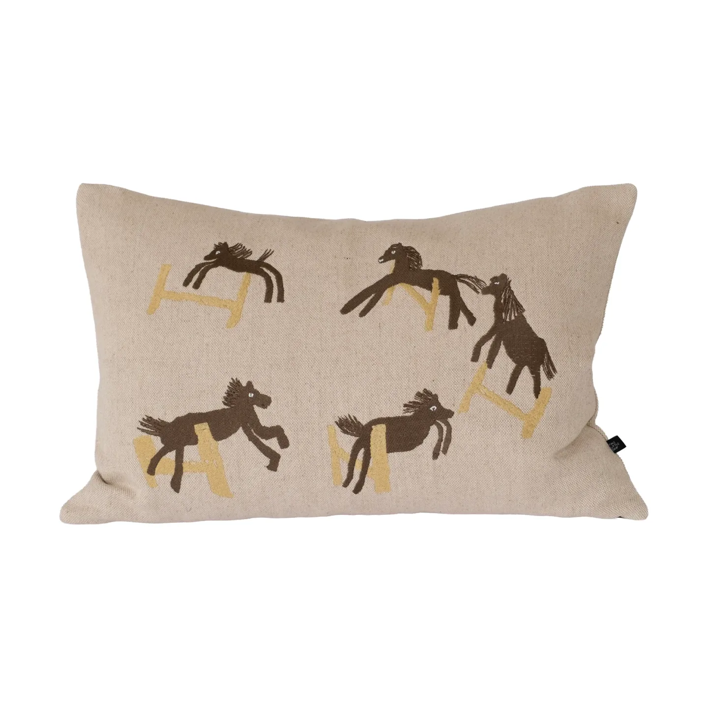 Fine Little Day Jumping Horse Kissenbezug 38x58 cm Natur